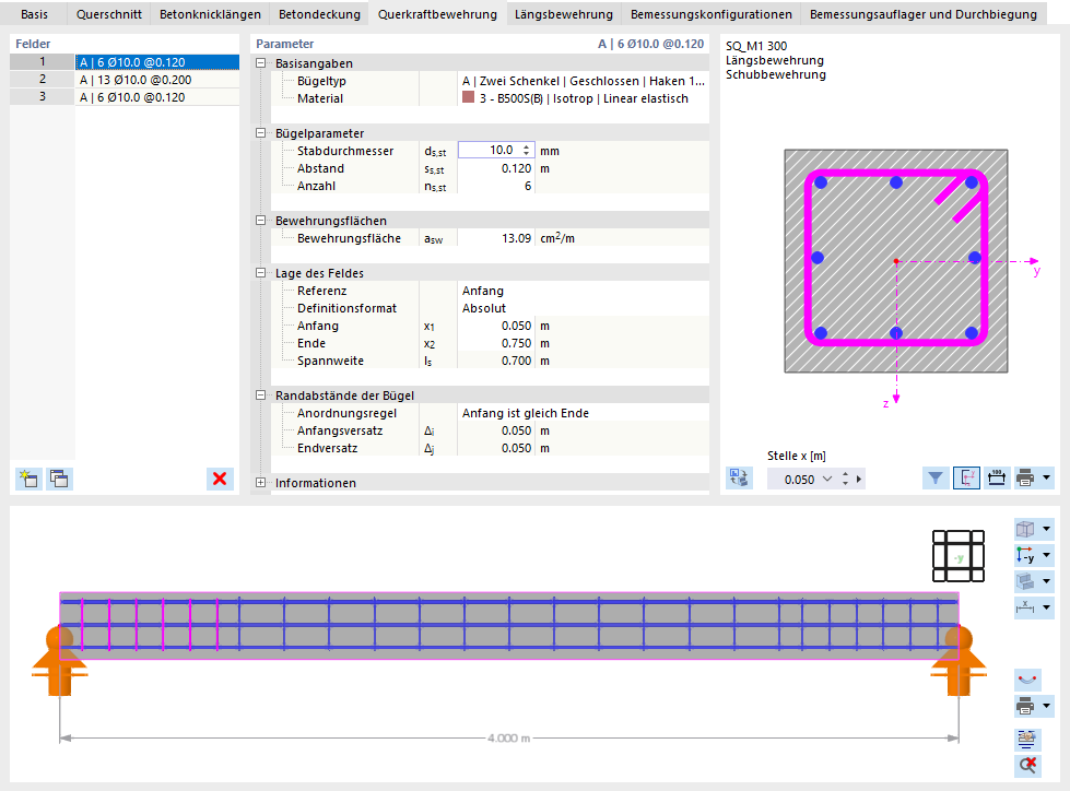 Querkraftbewehrung definieren