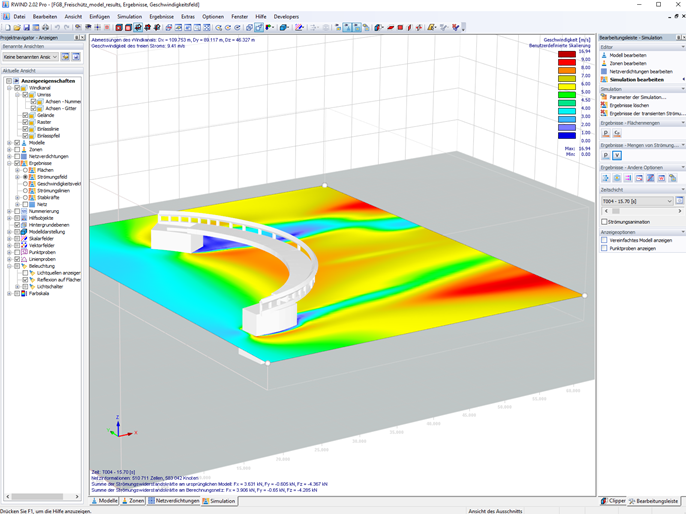 Simulation von Windströmungen an der Brückenkonstruktion
