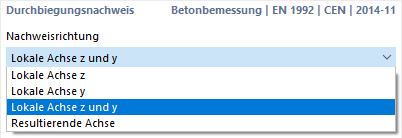 Nachweisrichtung auswählen
