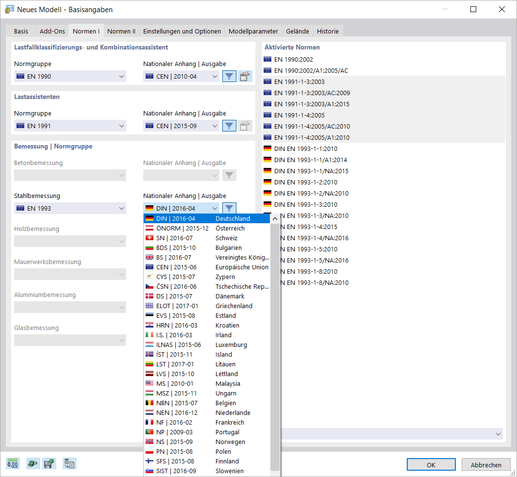 Nationalen Anhang auswählen