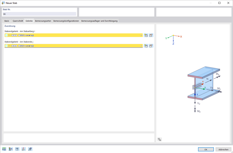 Stabendgelenke eingeben