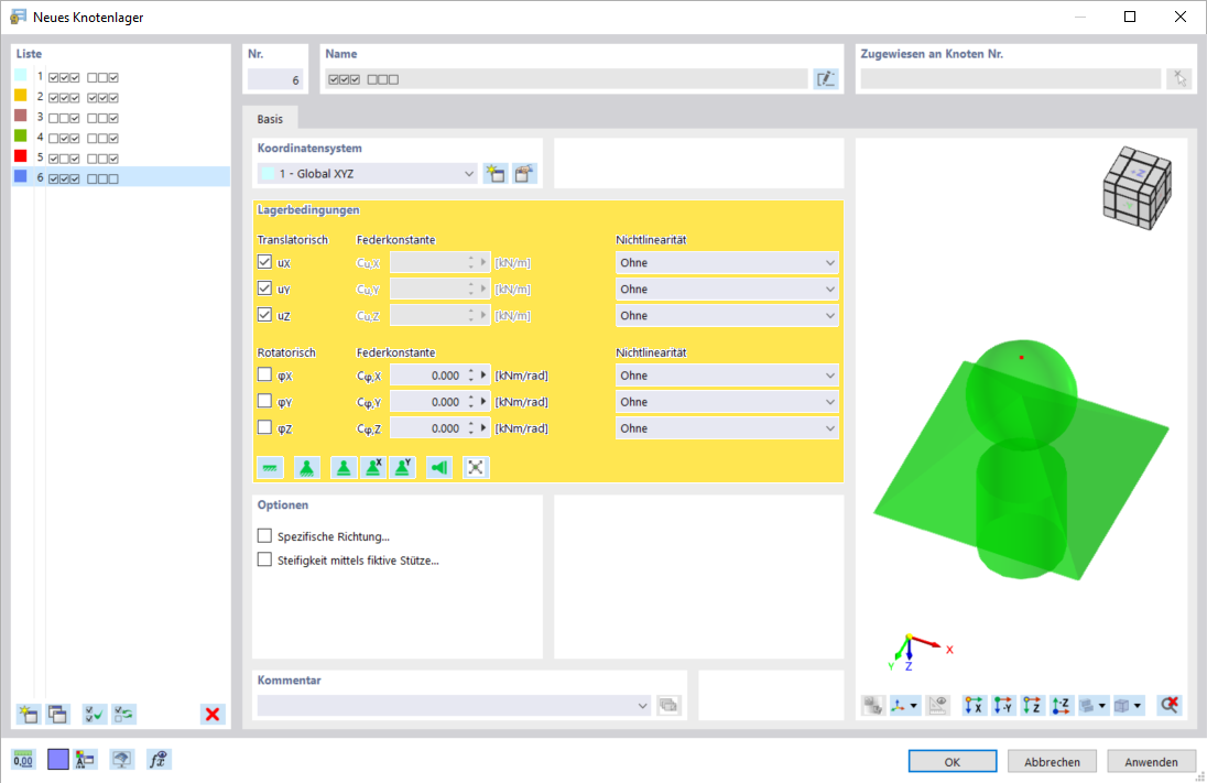 Knotenlager am Knoten 1