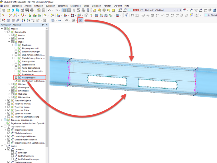 KB 001799 | Anwendung des Stabtyps "Flächenmodell"