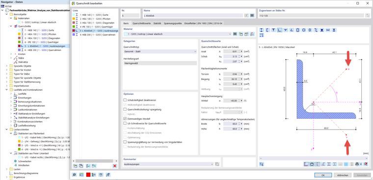 Hauptachsen eines Querschnitts