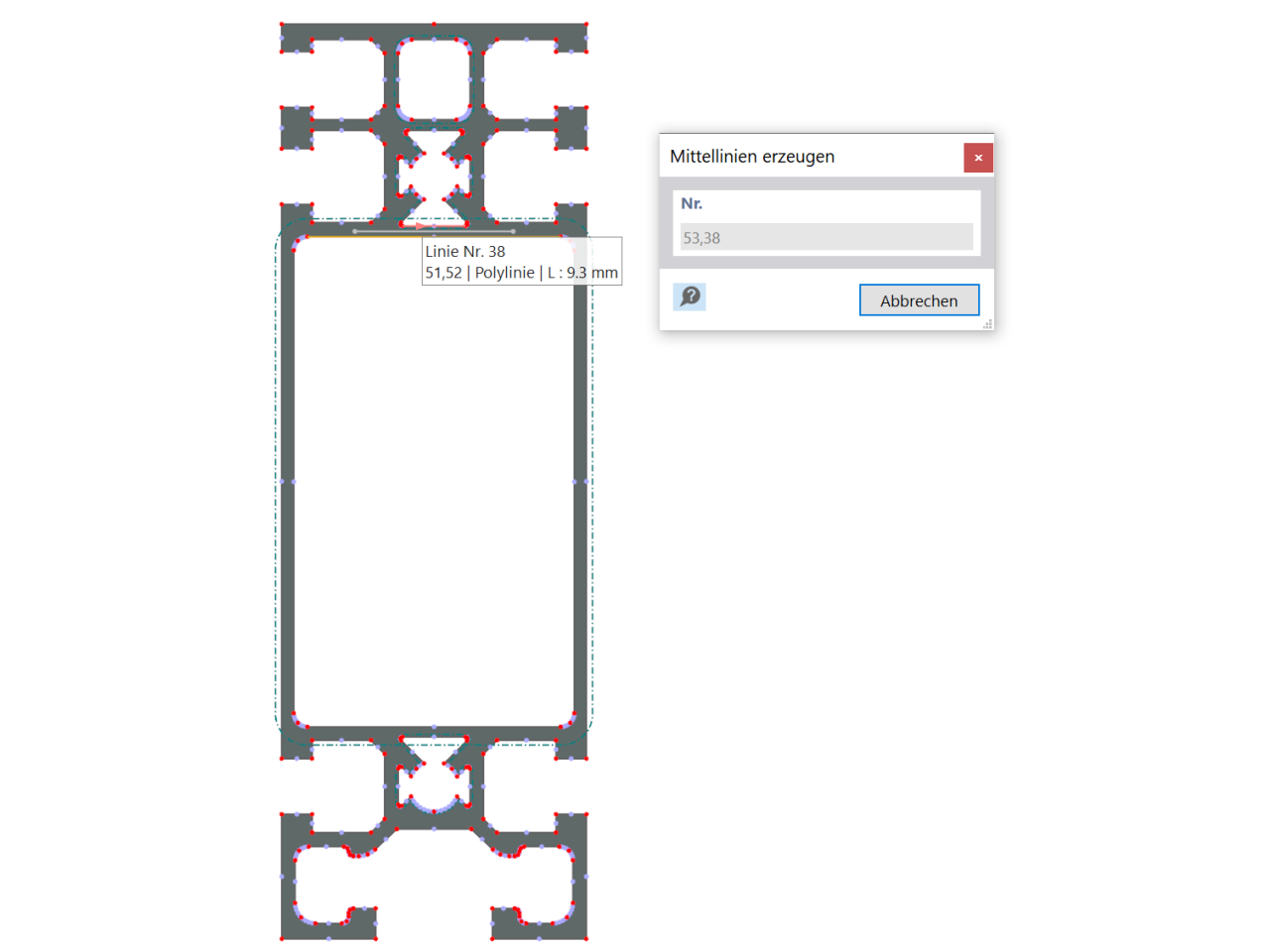 Mittellinien mit Funktion 'Mittellinien setzen' erzeugen