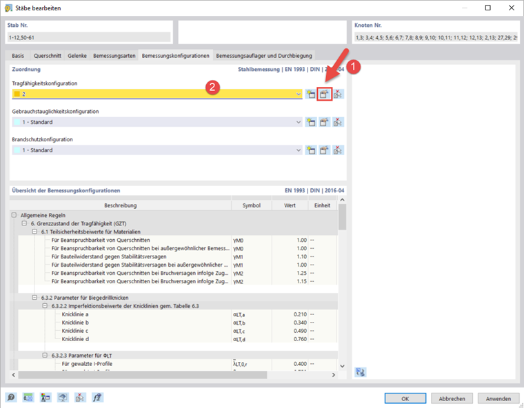 Tragfähigkeitskonfiguration ändern