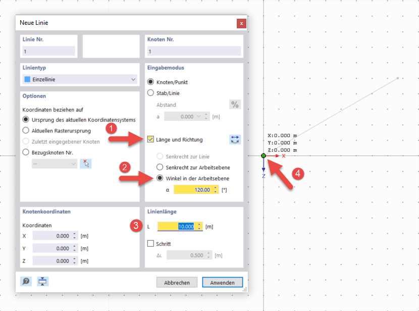 Neue Linie erstellen