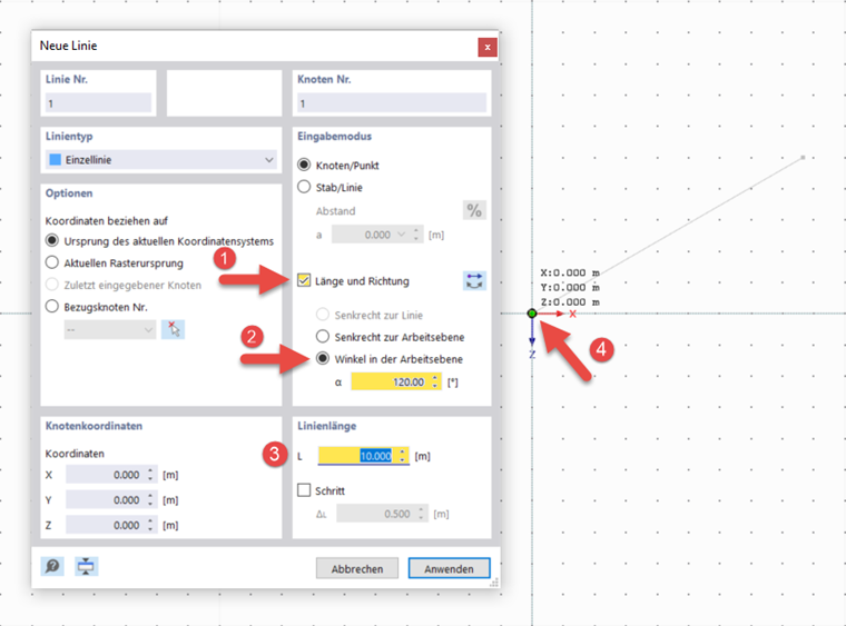 Neue Linie erstellen