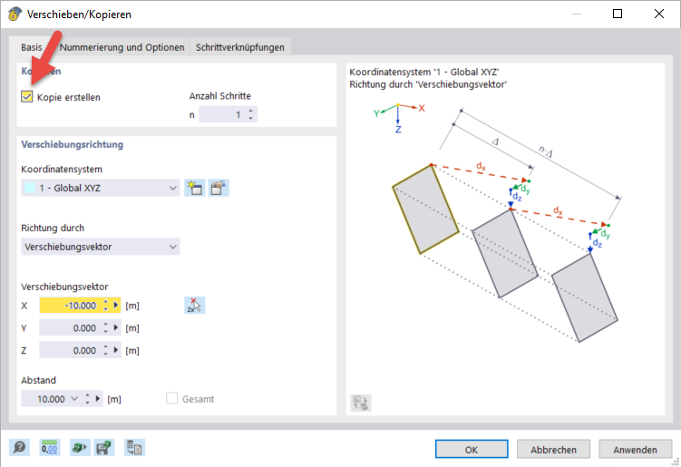 Rotierte Objekte kopieren und verschieben