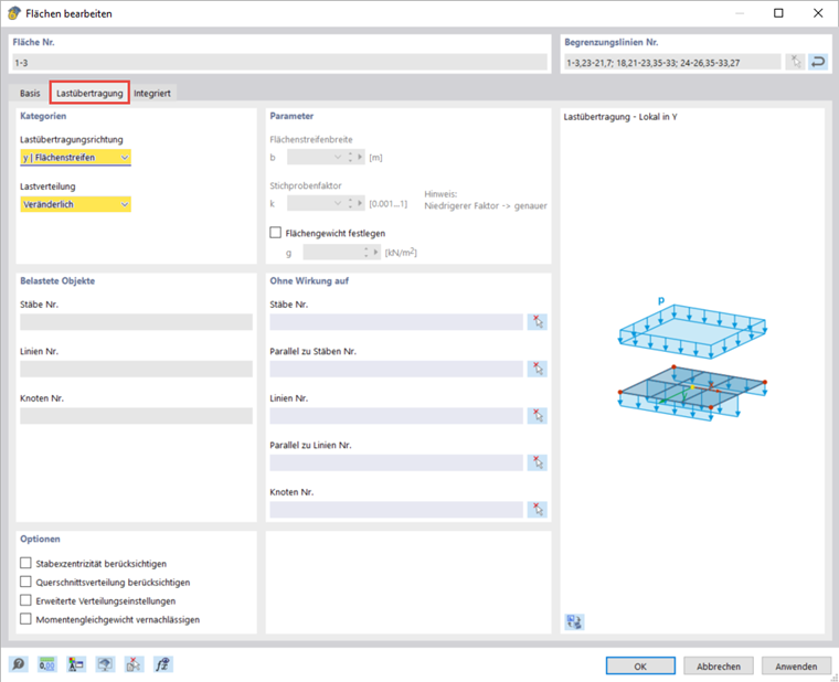 Einstellungen zur Lastübertragung