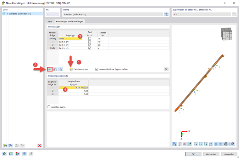 Knotenlager und Knicklängenbeiwerte