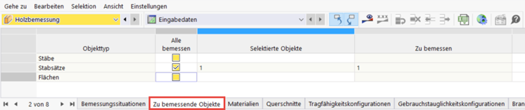 Zu bemessende Objekte
