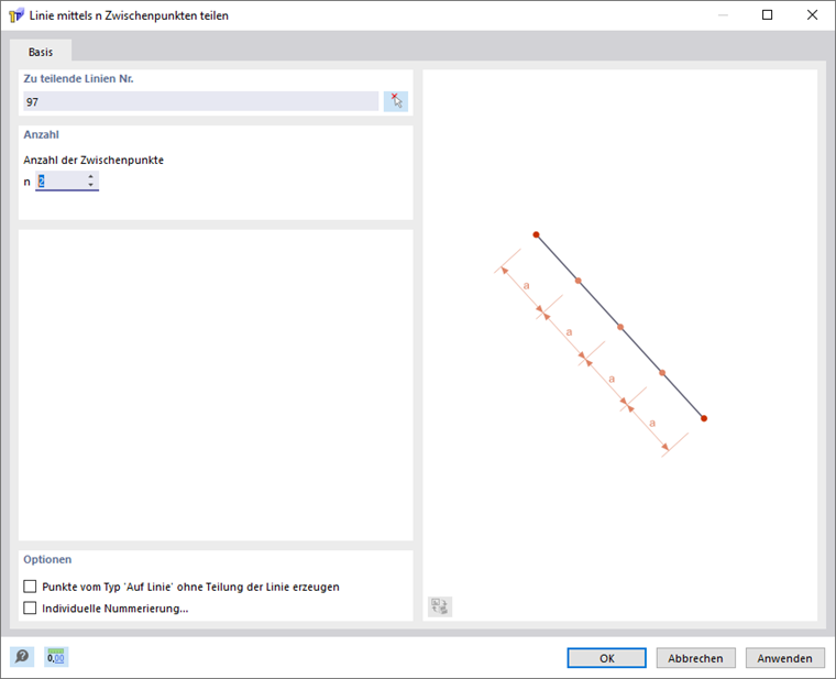 Linie in Drittelspunkten teilen
