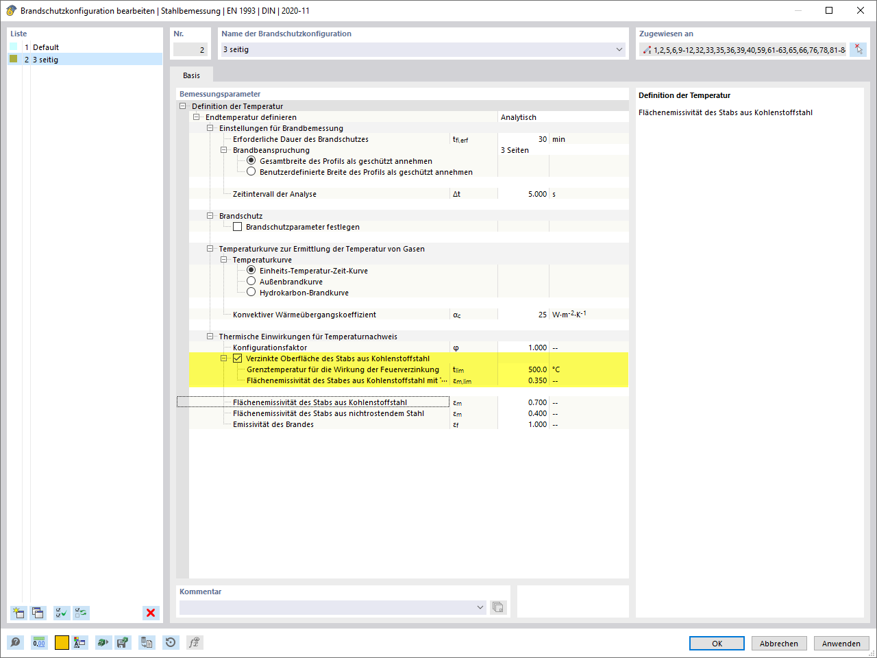 KB 001840 | Brandschutznachweise für Stahlbauteile mit Feuerverzinkung in RFEM 6 / RSTAB 9