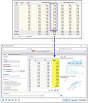 Lagerkräfte des Ursprungsmodells (oben) und importierte Linienlast (unten)