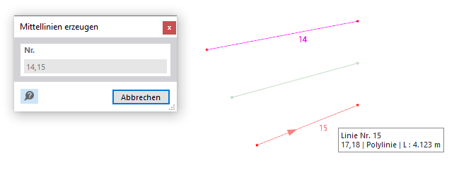 Mittellinie bei nicht parallelen Linien erzeugen