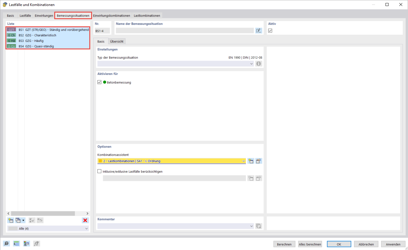Bemessungssituationen