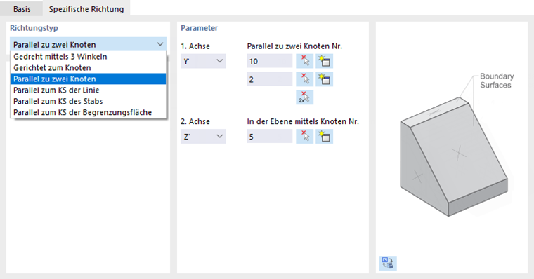 Spezifische Richtung für Achsen des Volumenkörpers