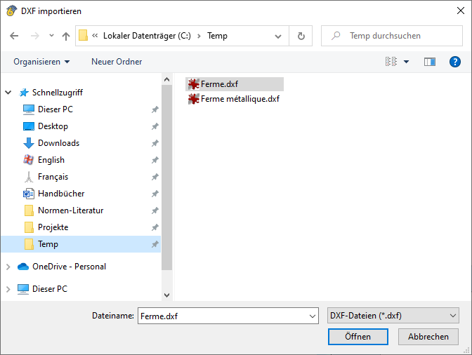 DXF-Datei importieren