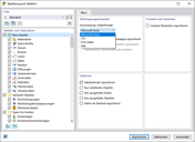 Einstellungen für Export der Tabellen