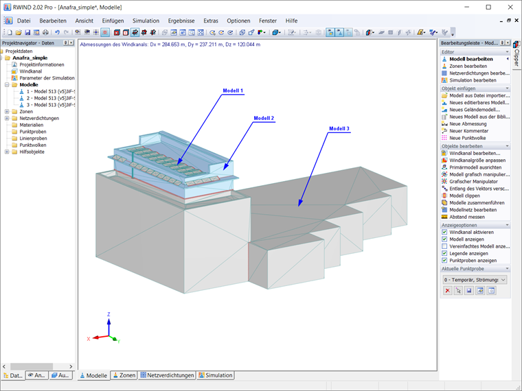 Modell in drei Teile aufteilen