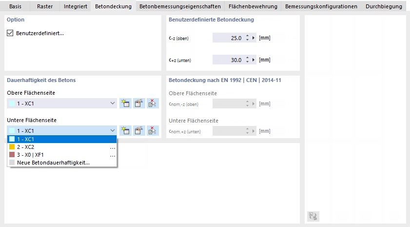 Betondeckung festlegen