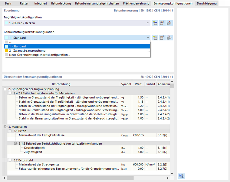 Bemessungskonfiguration zuordnen