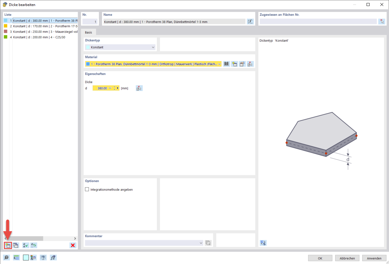 Unterschiedliche Dicken von Bauteilen in einem 3D-Konstruktionsmodell visualisiert.