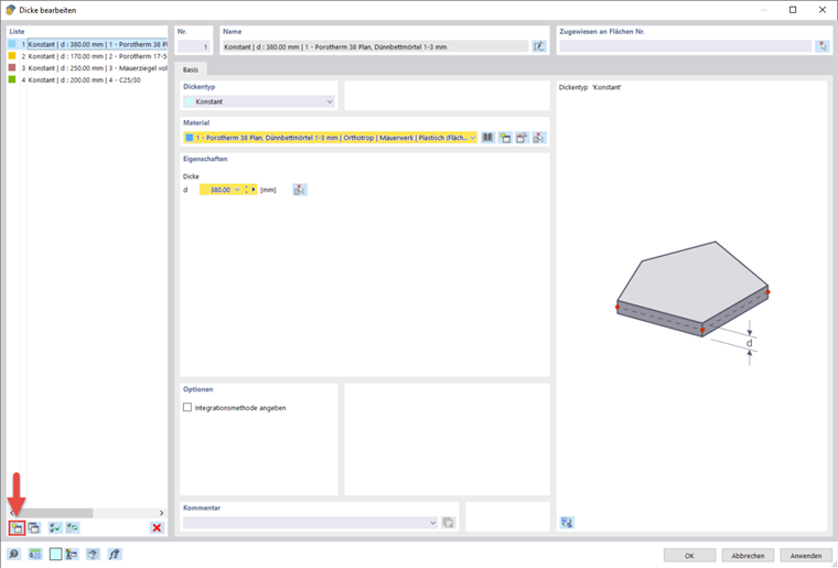 Unterschiedliche Dicken von Bauteilen in einem 3D-Konstruktionsmodell visualisiert.
