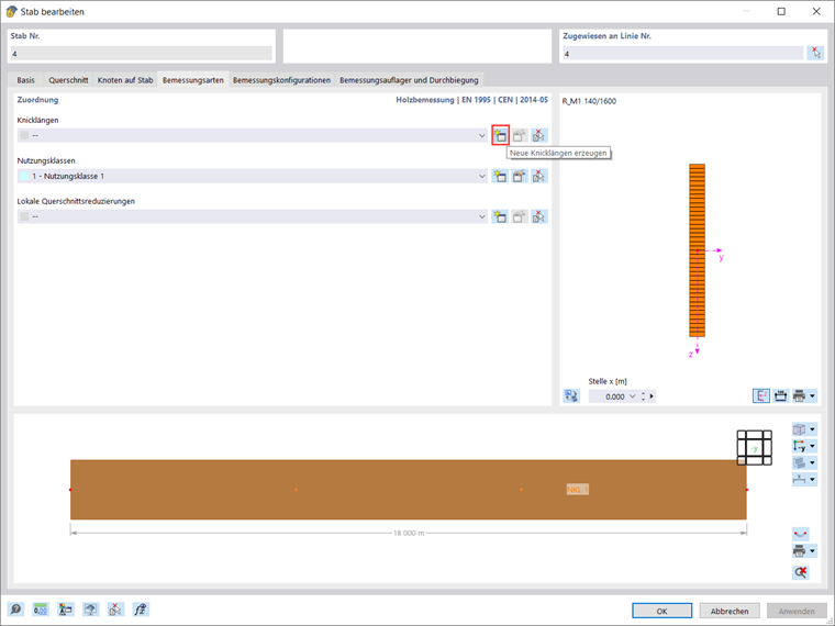 Neue Knicklänge über Stabfenster