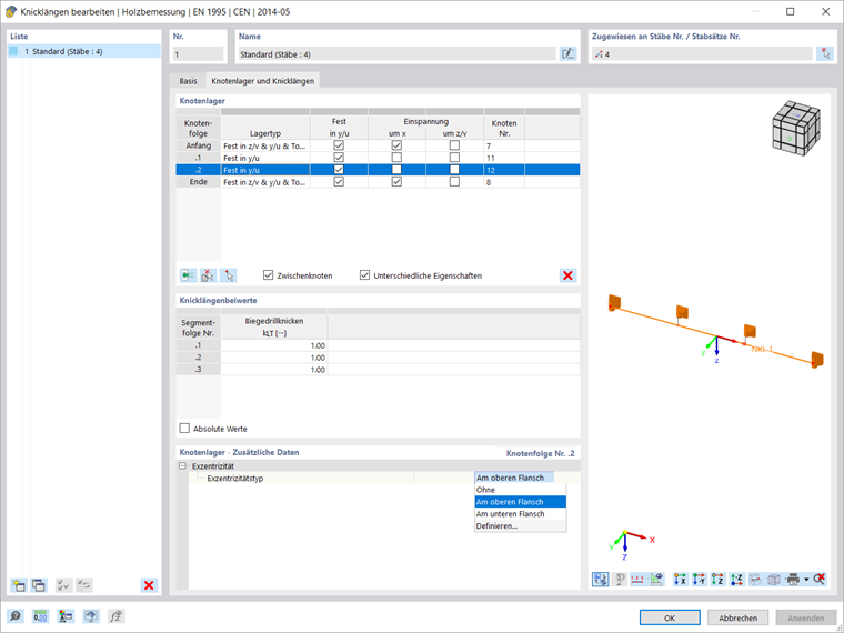 Zwischenknotenlager mit Exzentrizität