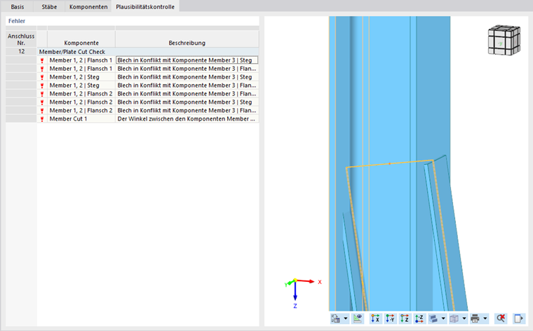 Der Winkel zwischen den Komponenten zu spitz