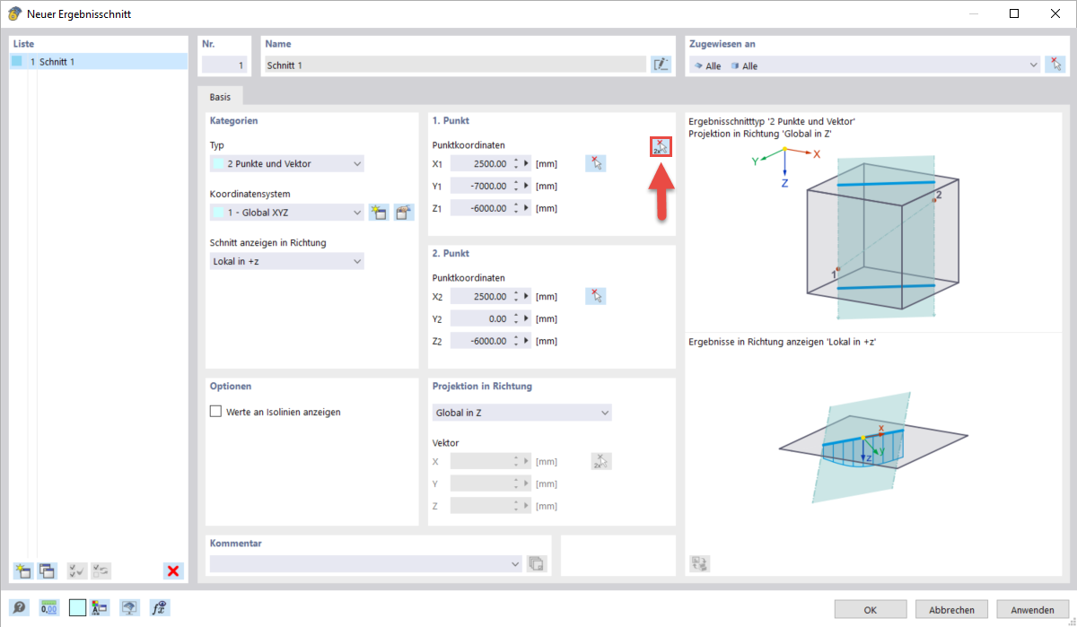 Einigen Balken im 3D-Modell durch einen Ergebnisschnitt analysiert.