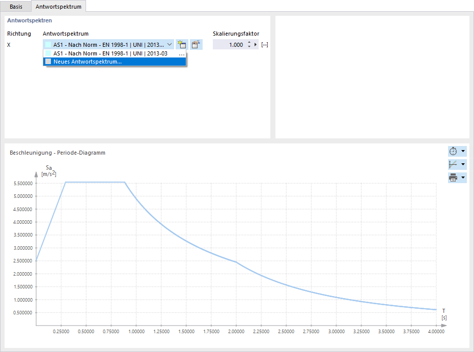 Antwortspektrum festlegen