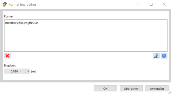 Formel zur Bestimmung der Imperfektionsgröße in einer Struktur. Klarer Überblick über die Eingabemöglichkeiten für strukturelle Berechnungen.