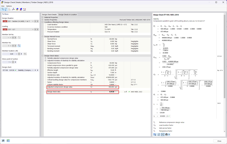 KB 001848 | Holzstützenbemessung nach 2018 NDS in RFEM 6