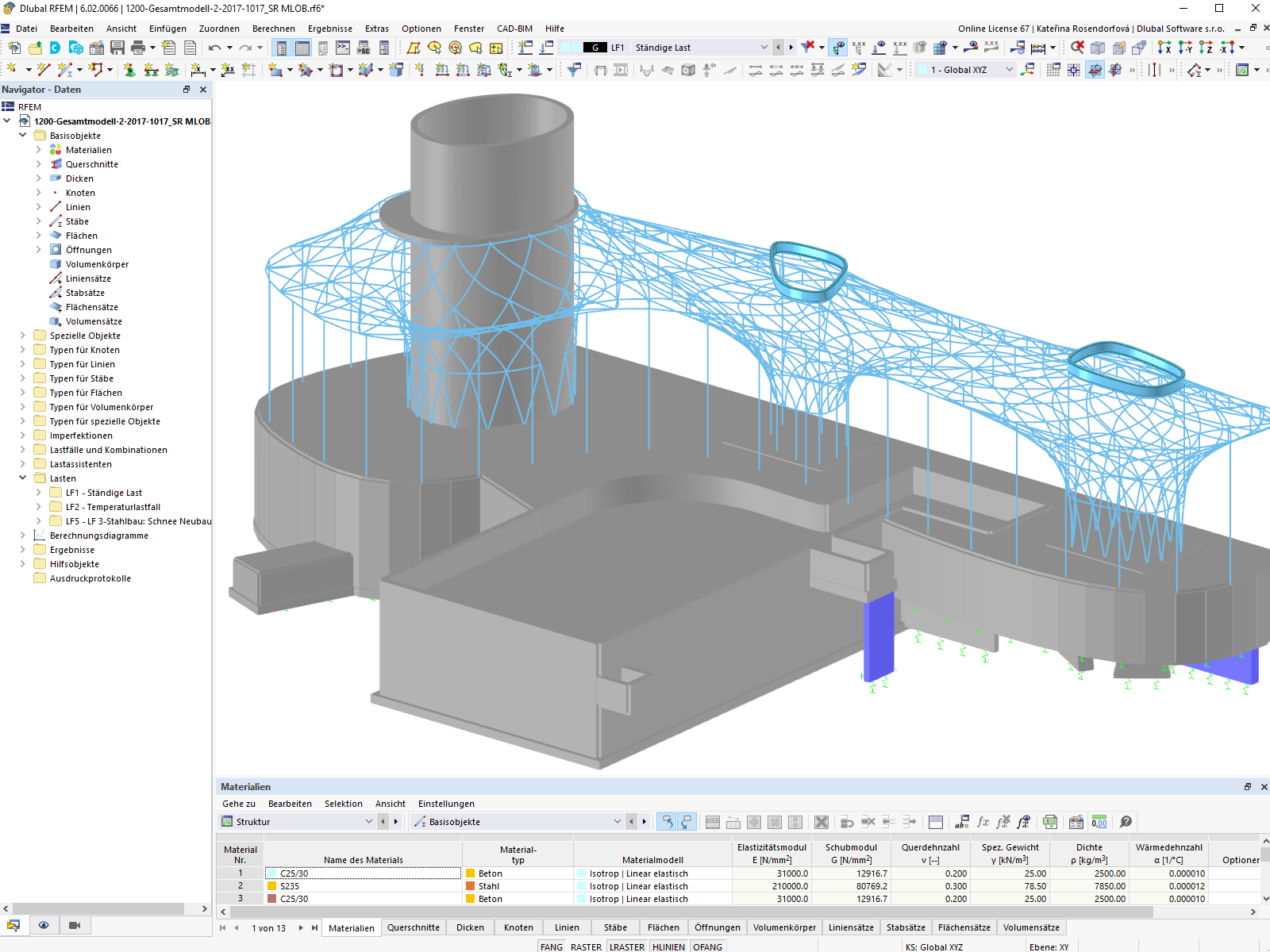 RFEM-Modell des Frei- und Hallenbad AQUAtherm Straubing | © Baumruck + Oswald