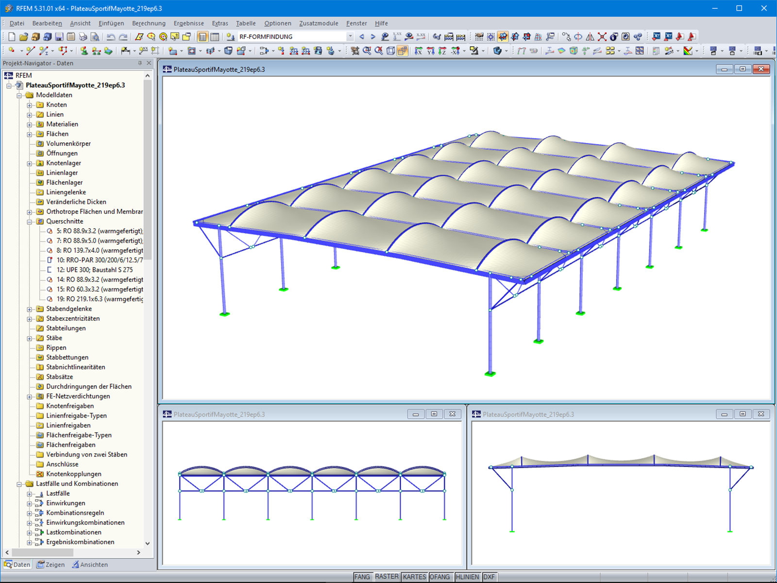 Modell der Überdachung in RFEM 5 (© Normandie Structures)