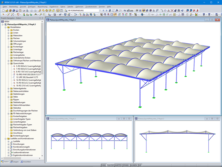 Modell der Überdachung in RFEM 5 (© Normandie Structures)