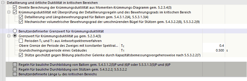 Erdbebenkonfiguration - Ausreichende Krümmungsduktilität