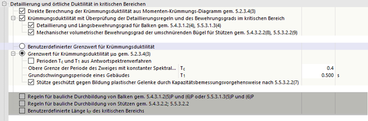 Erdbebenkonfiguration - Ausreichende Krümmungsduktilität