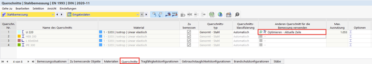 Visualisierung der Schwerpunkte bei der Optimierung von Strukturquerschnitten in der Bauplanung.