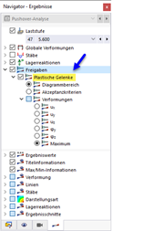 Plastische Gelenke in Navigator-Kategorie 'Freigaben' aktivieren