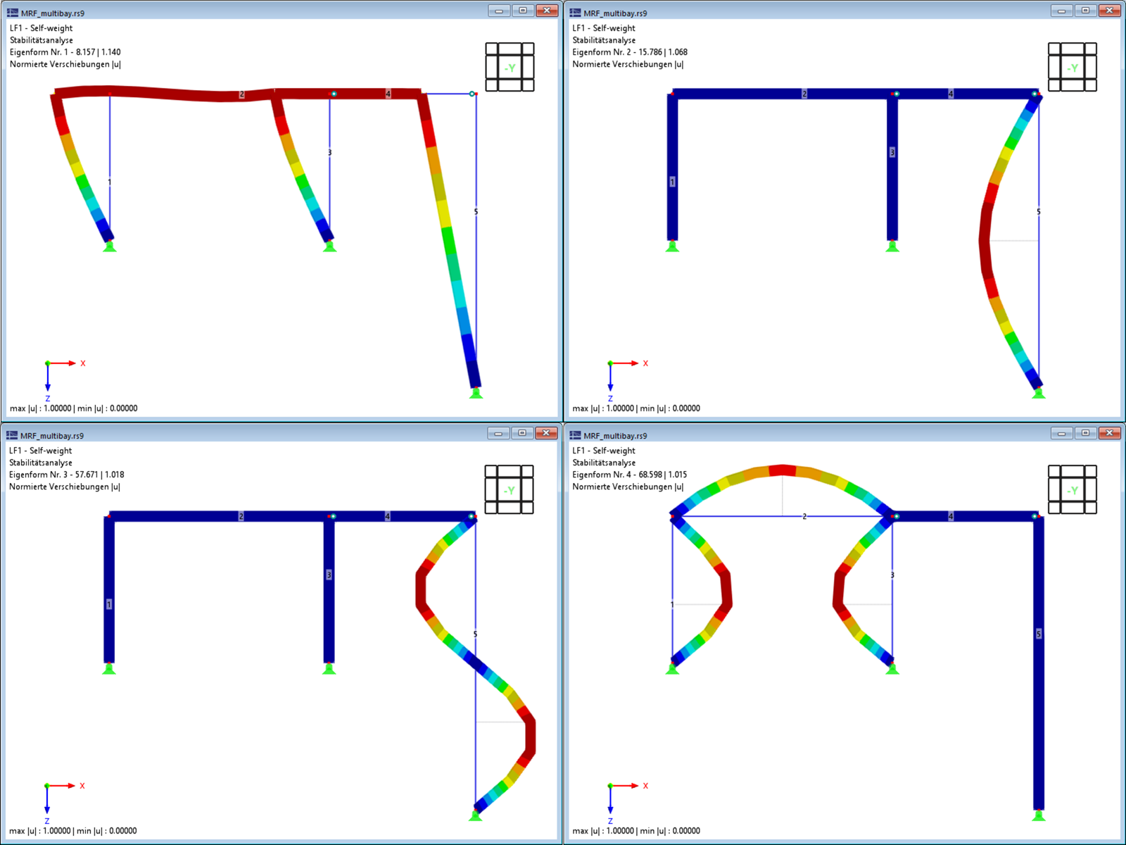 KB 001851 | Erste vier Eigenformen des Beispielsystems
