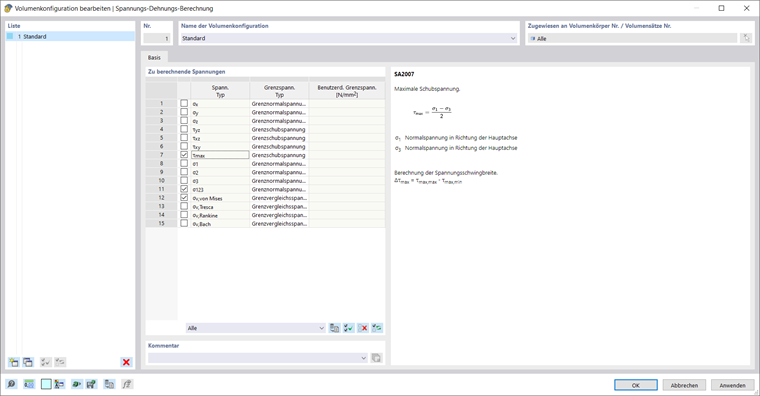 Darstellung von Grenzspannungen innerhalb einer Volumenkonfiguration in Baukontexten.