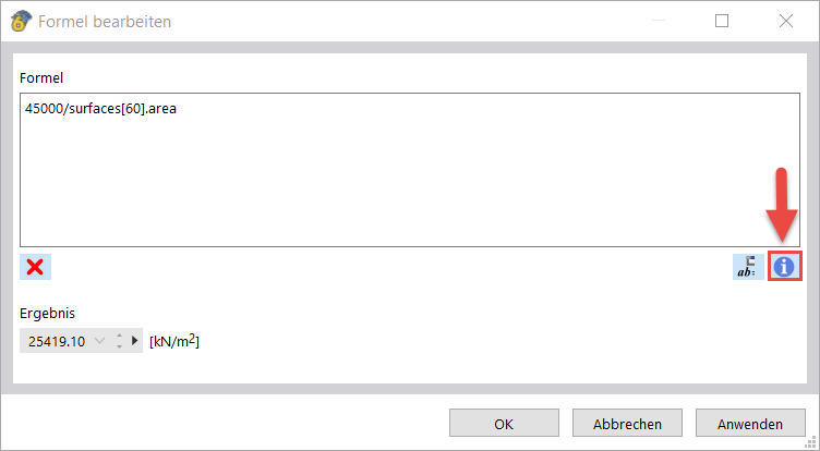 Technische Darstellung einer Formel mit Bezug zu einem spezifischen Ingenieurobjekt.