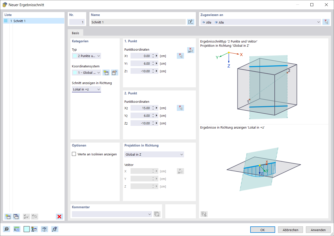 Visualisierung eines Ergebnisschnitts zur Analyse von Tragwerksverformungen