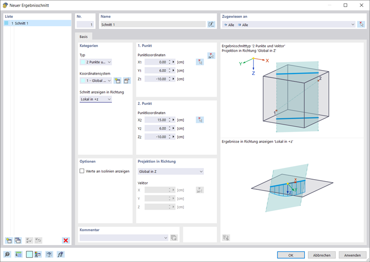 Visualisierung eines Ergebnisschnitts zur Analyse von Tragwerksverformungen