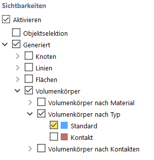 Visualisierung von Volumenkörpern nach ihren Typen zur Optimierung der Modellierungseffizienz.