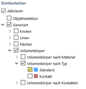 Visualisierung von Volumenkörpern nach ihren Typen zur Optimierung der Modellierungseffizienz.